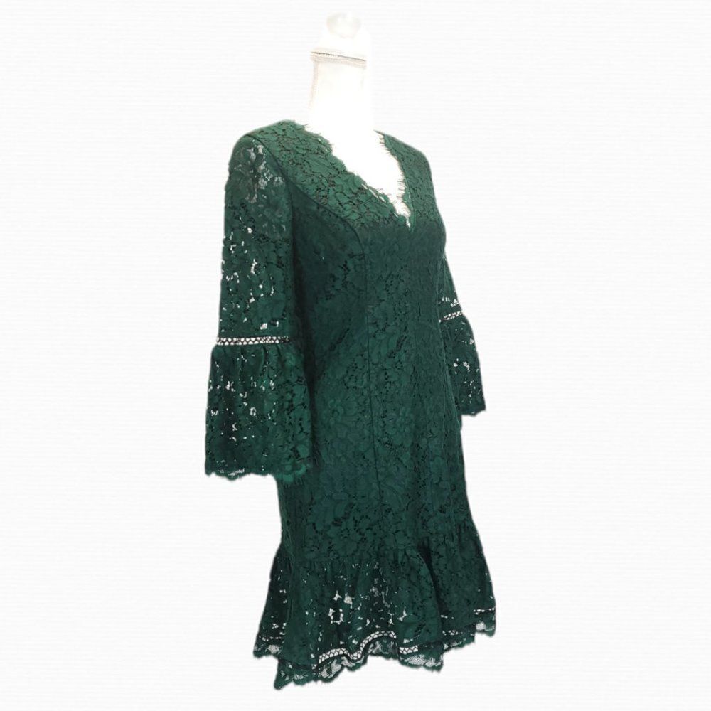 Eliza J Green Bell Sleeve Lace Mini Dress J-0238f1.6 - Picture 5 of 13
